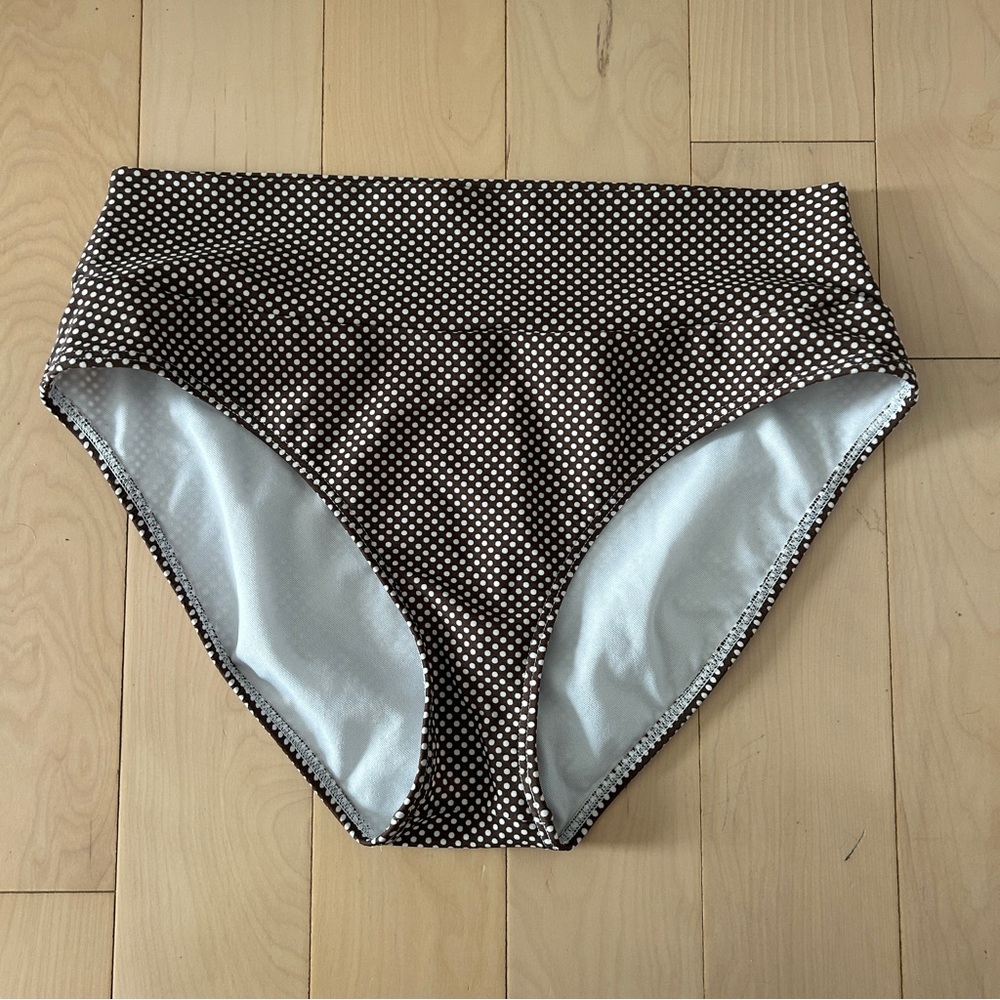 Hapari Brown and White Polka Dot High Waisted Bikini Bottoms